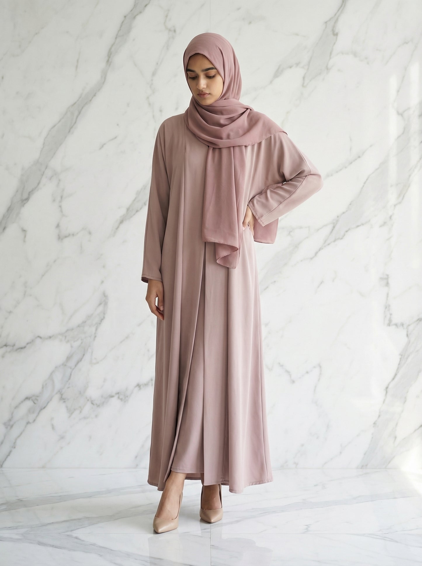Blush Mauve Classic Flow Abaya