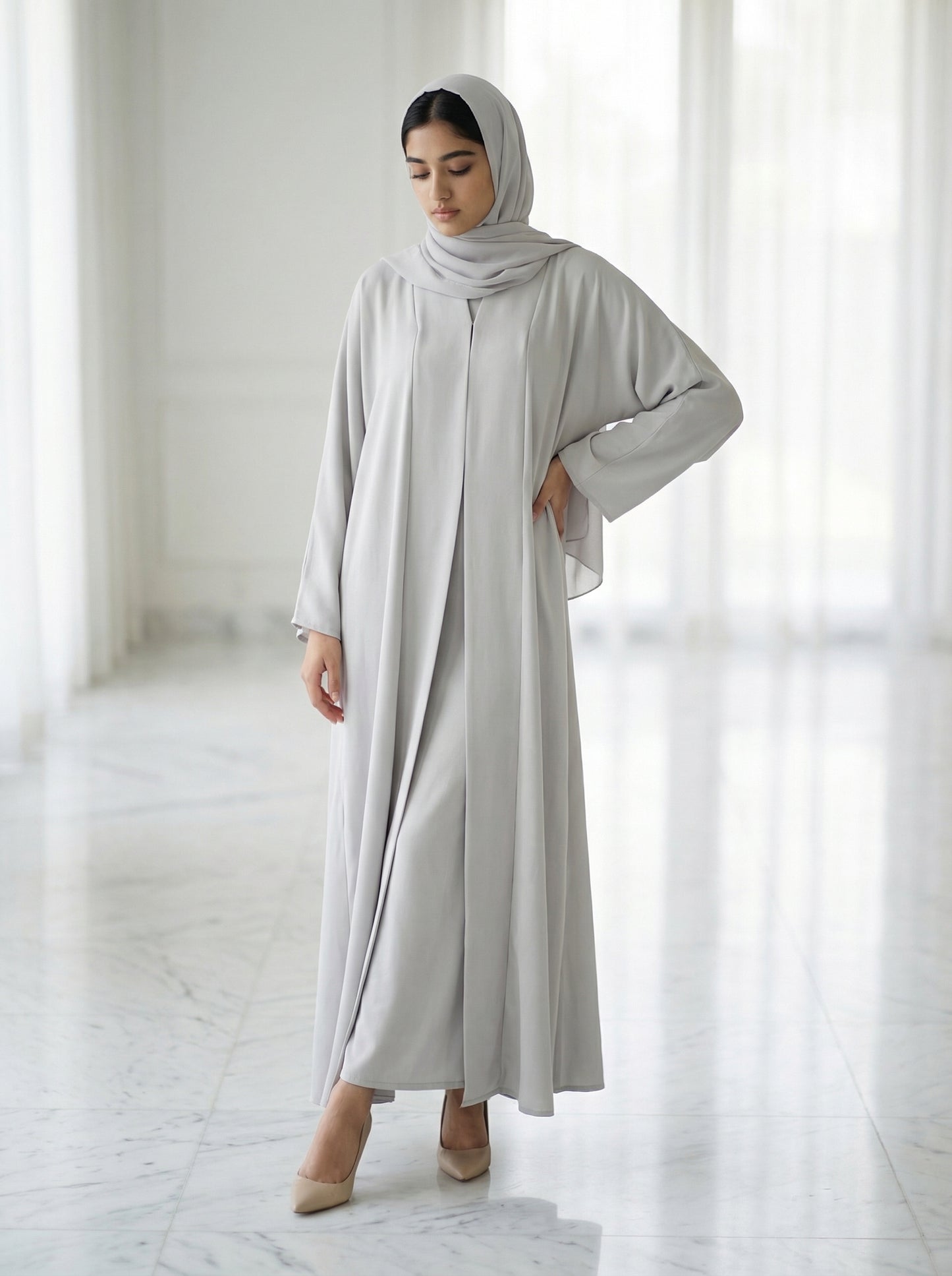 Silver Mist Classic Flow Abaya