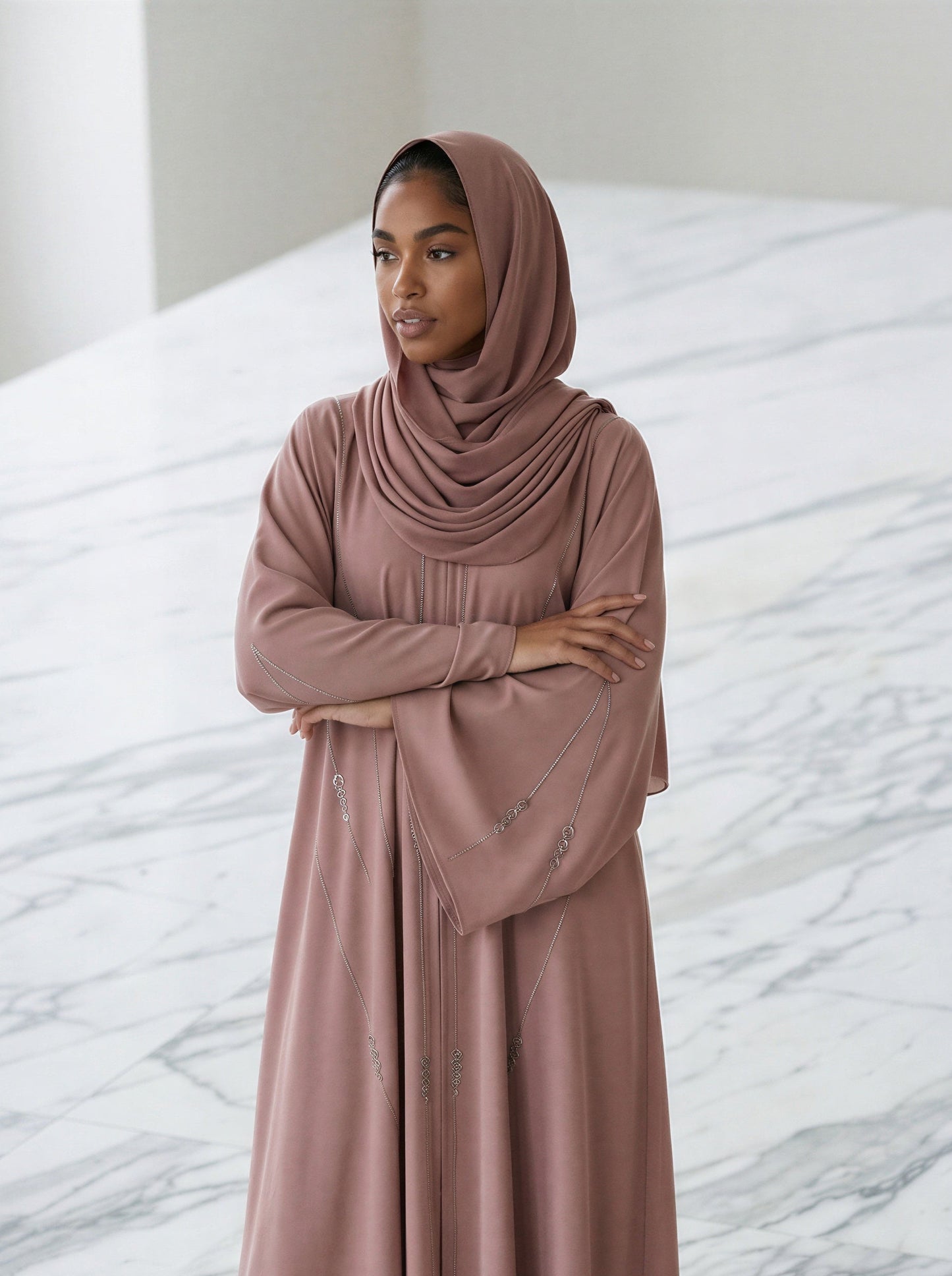 Amara Blush Abaya with stones