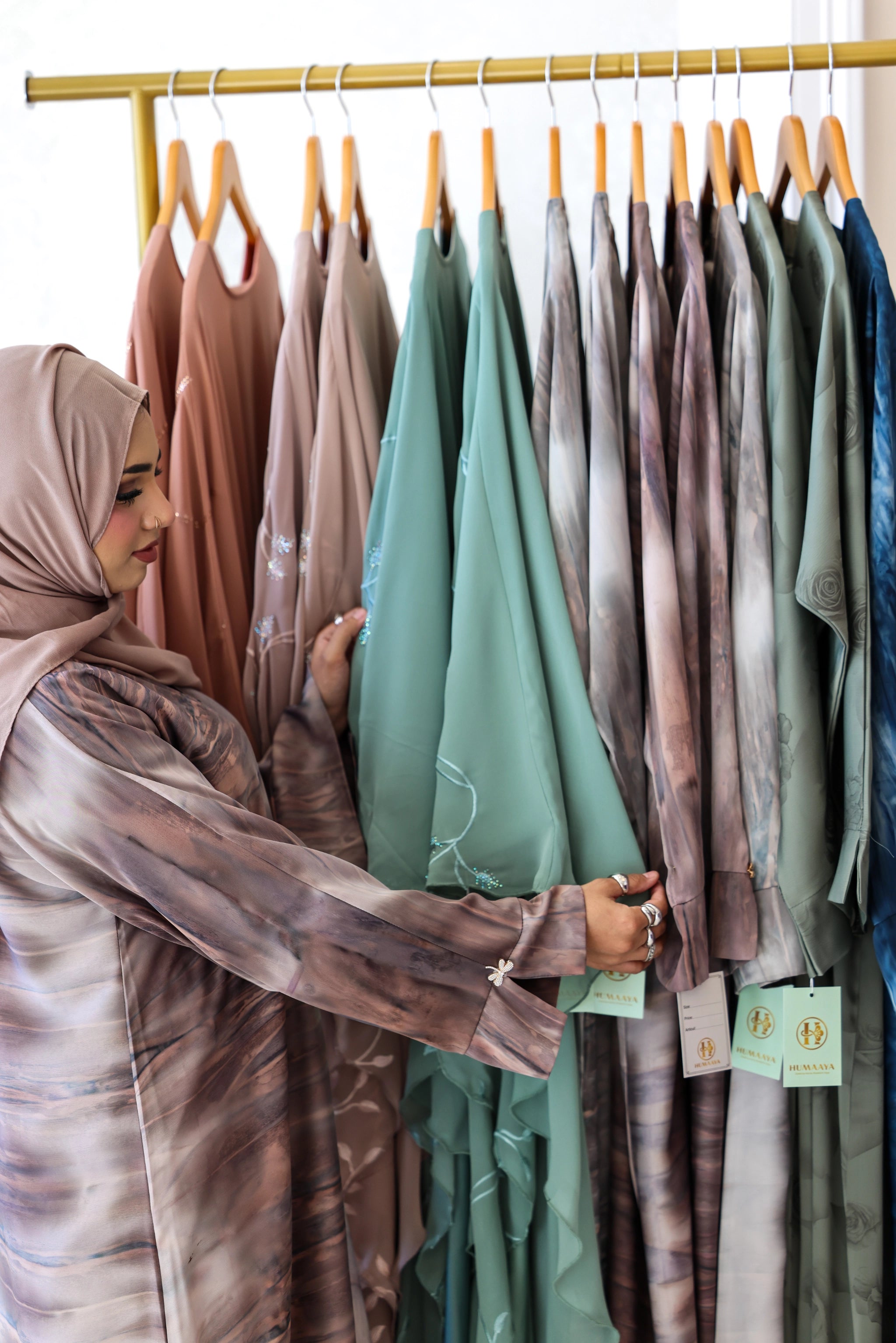 Humaaya Digital Print Silk Abaya