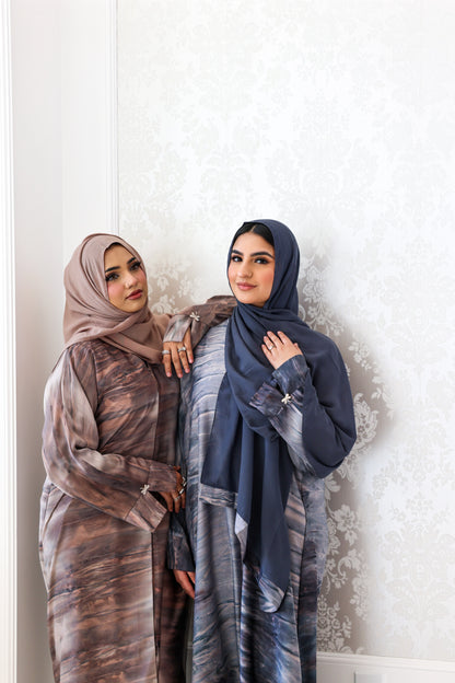 Humaaya Digital Print Silk Abaya