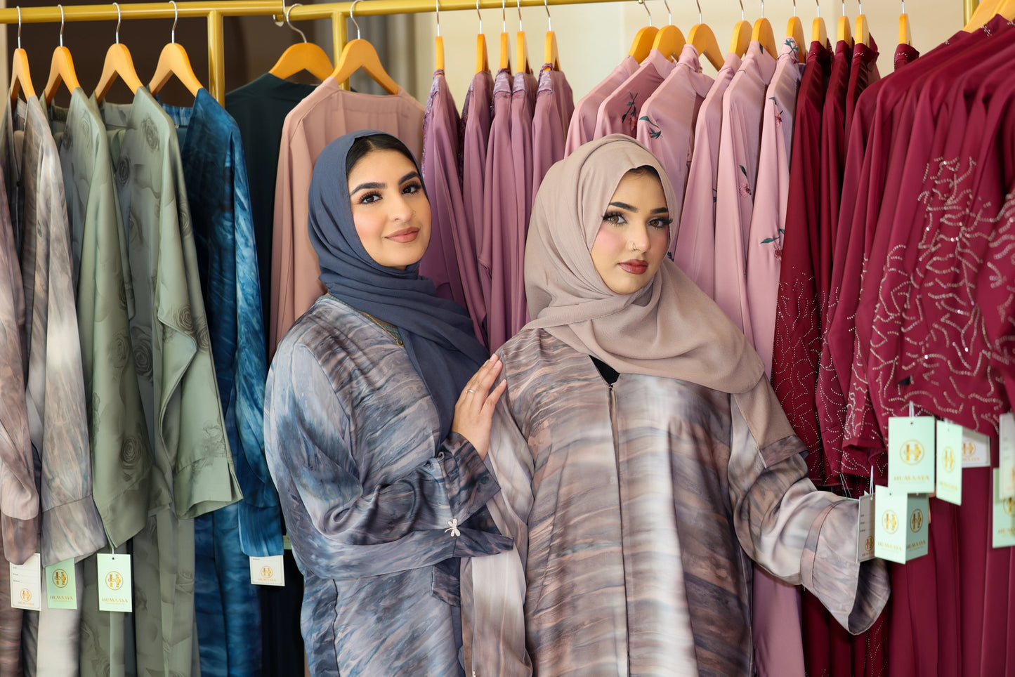 Humaaya Digital Print Silk Abaya