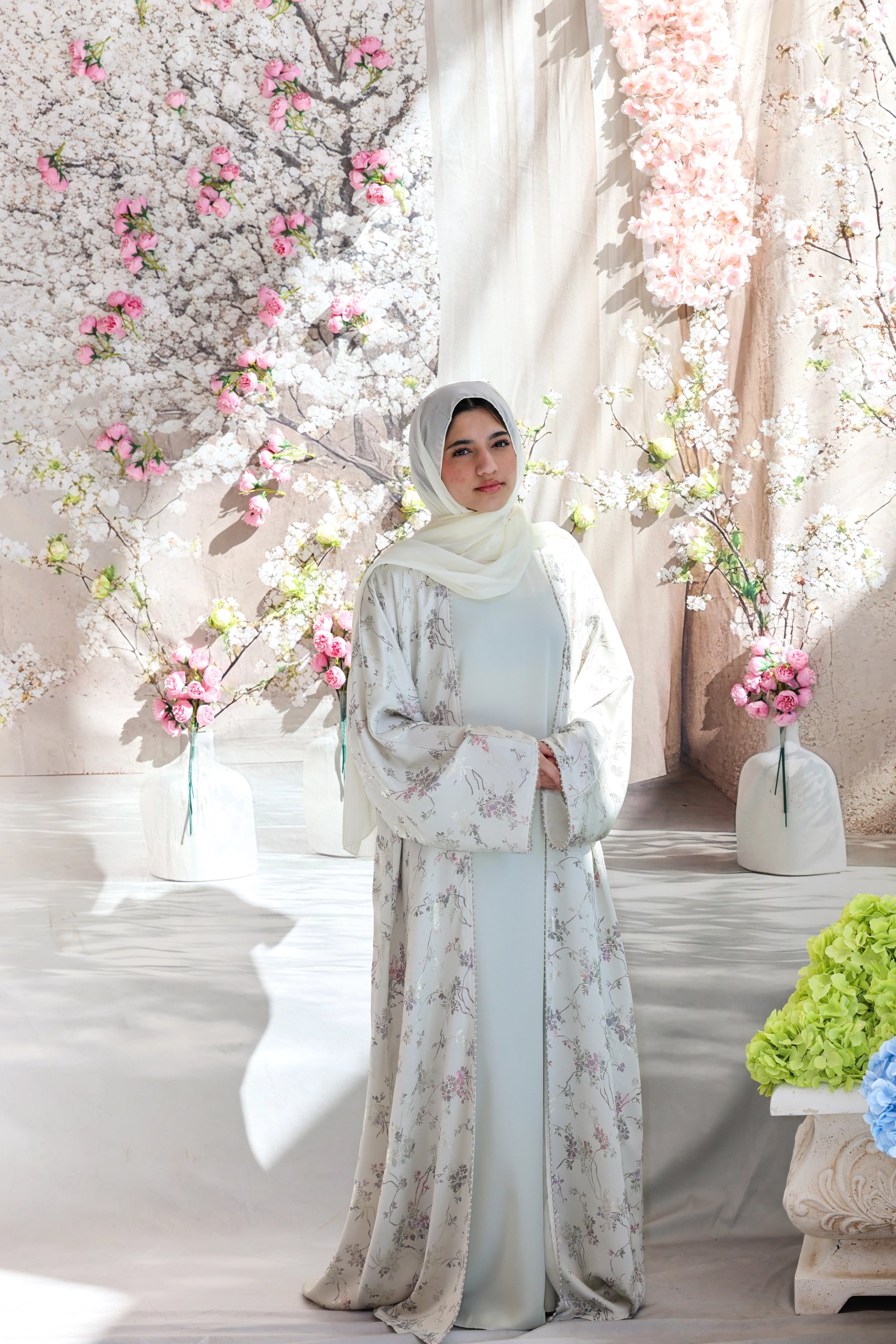 Humaaya Floral Silk Abaya