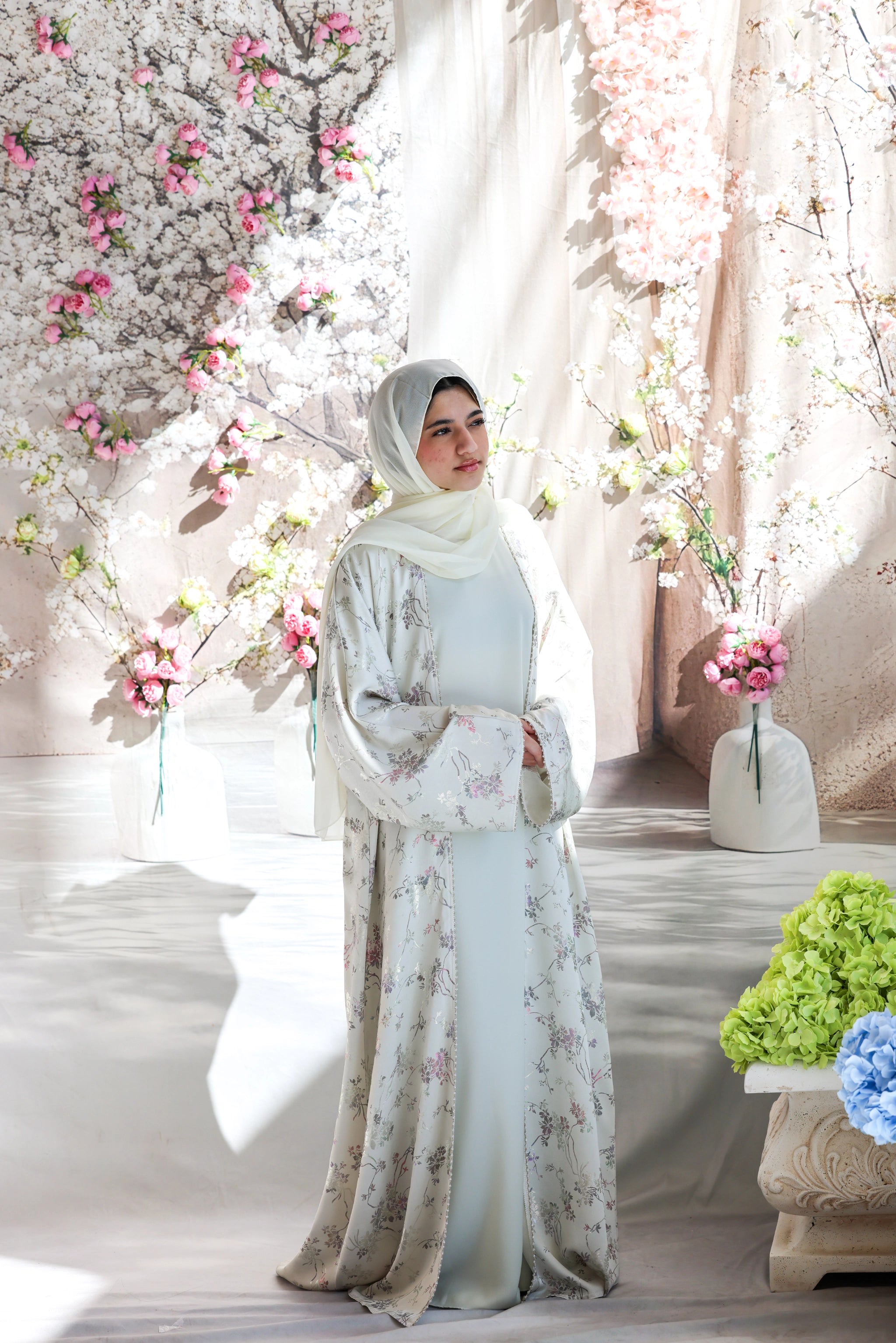 Humaaya Floral Silk Abaya