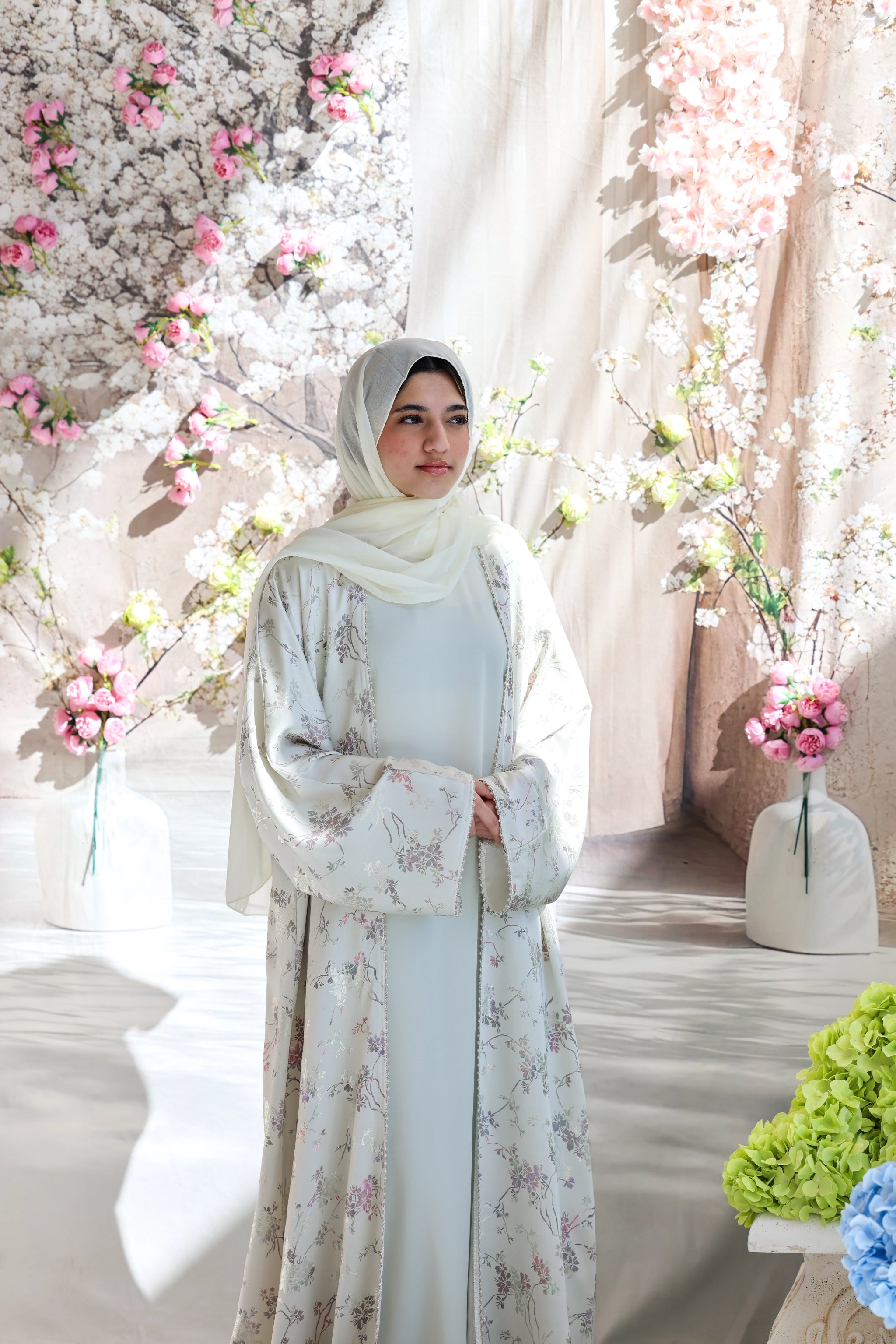 Humaaya Floral Silk Abaya