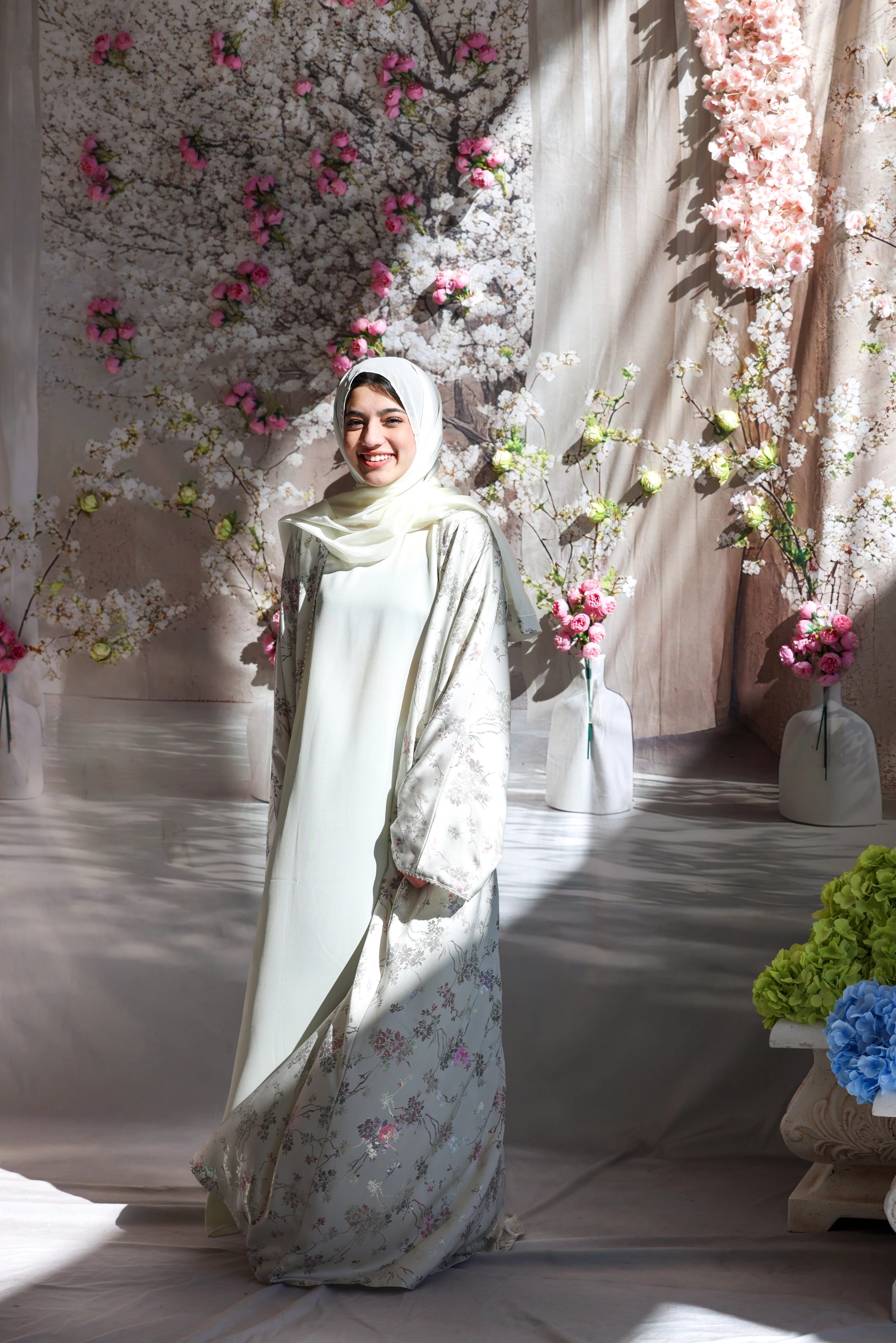 Humaaya Floral Silk Abaya