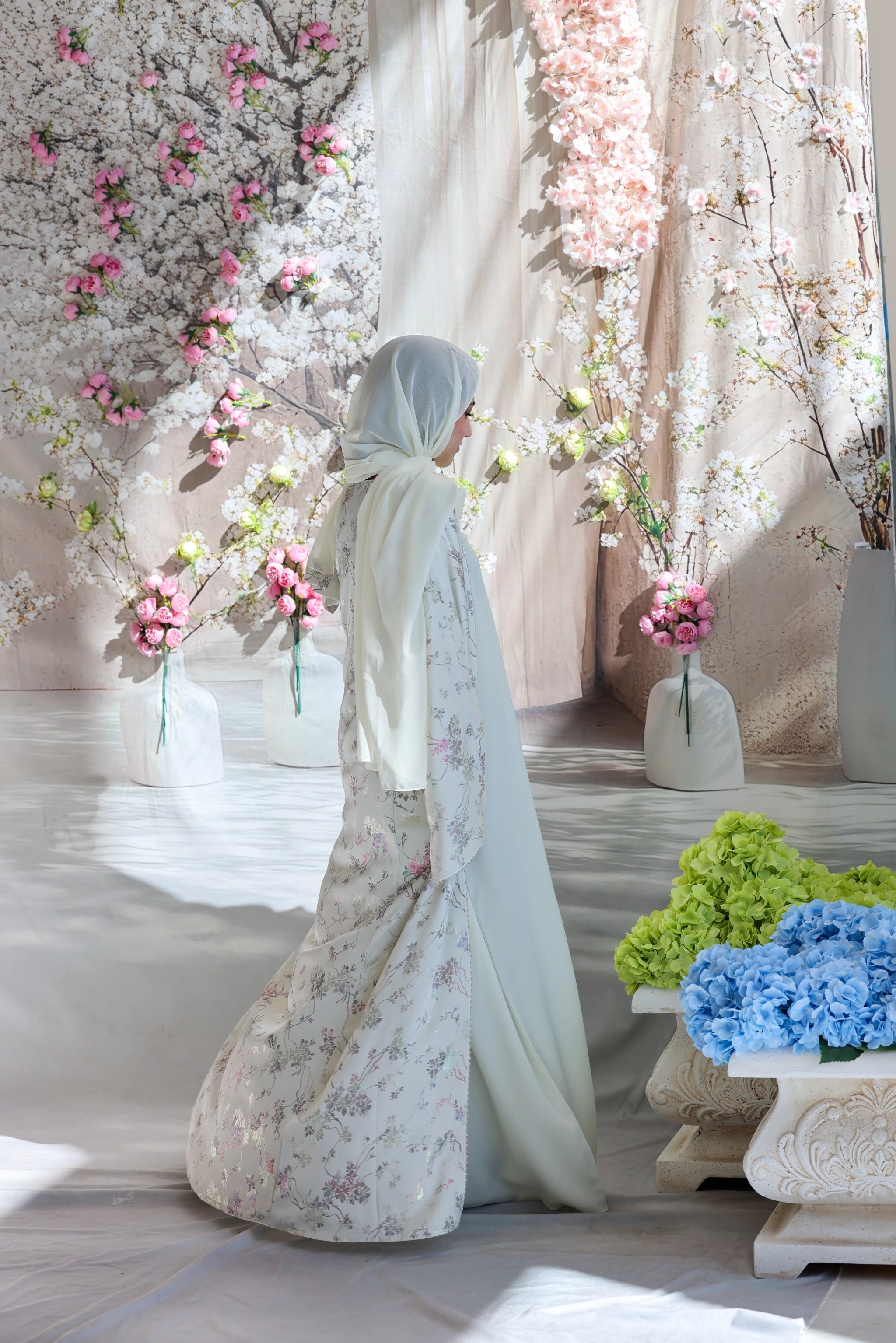 Humaaya Floral Silk Abaya
