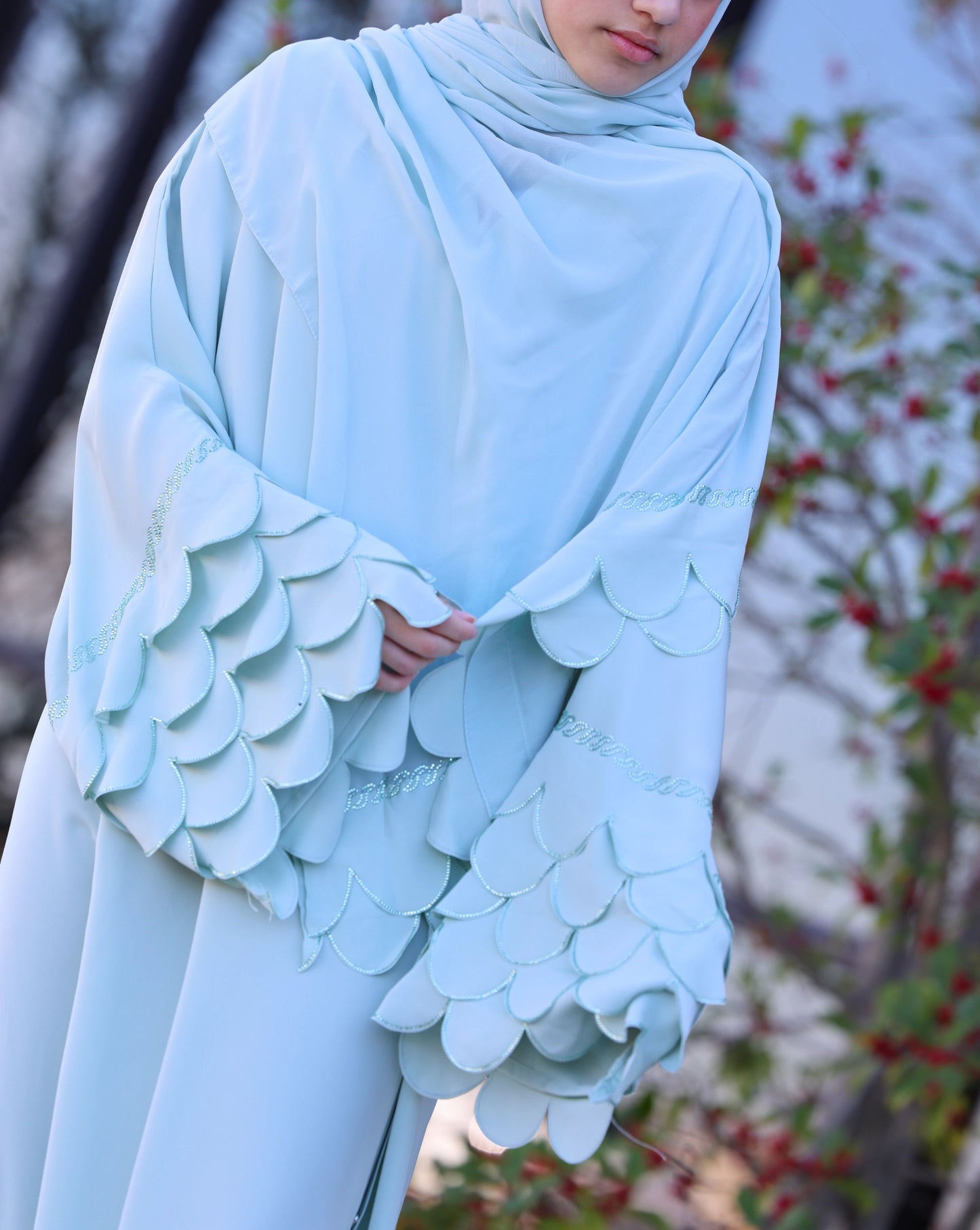 Humaaya Mint Petal Abaya