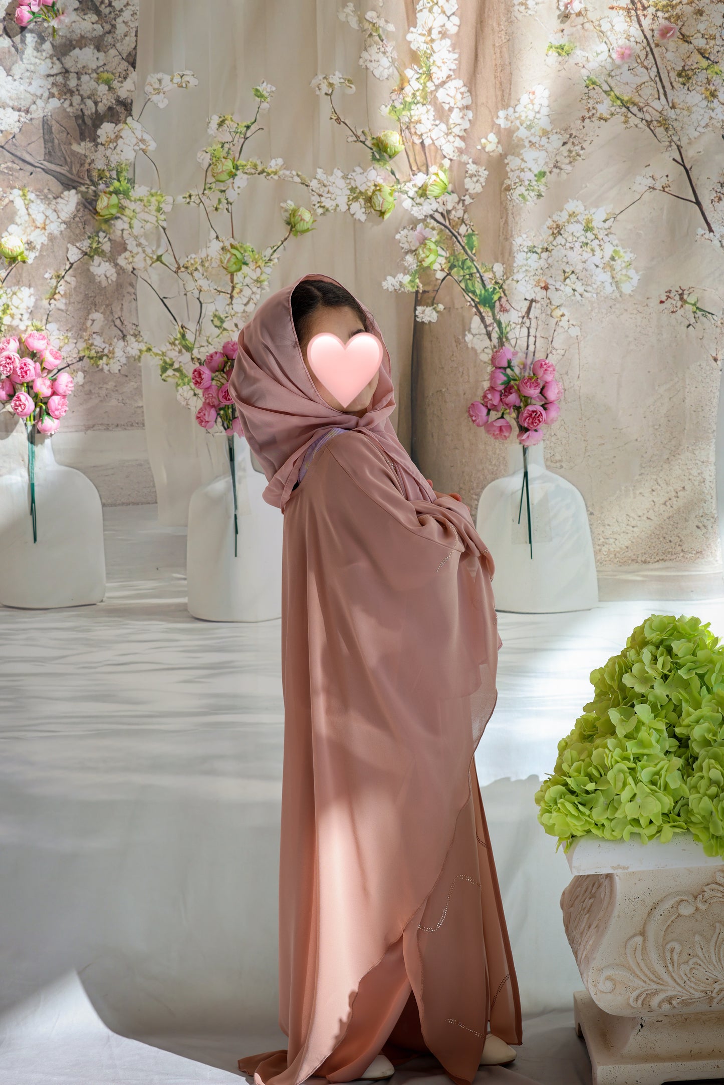 Kids Blush Pink Butterfly Abaya