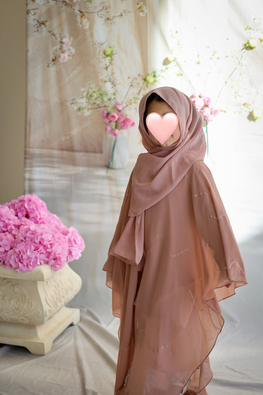 Kids Blush Pink Butterfly Abaya