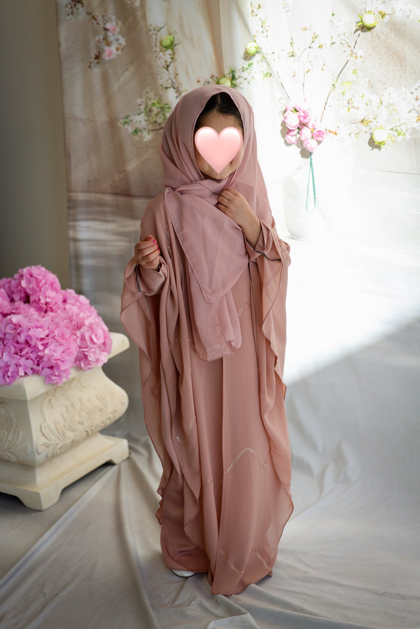 Kids Blush Pink Butterfly Abaya
