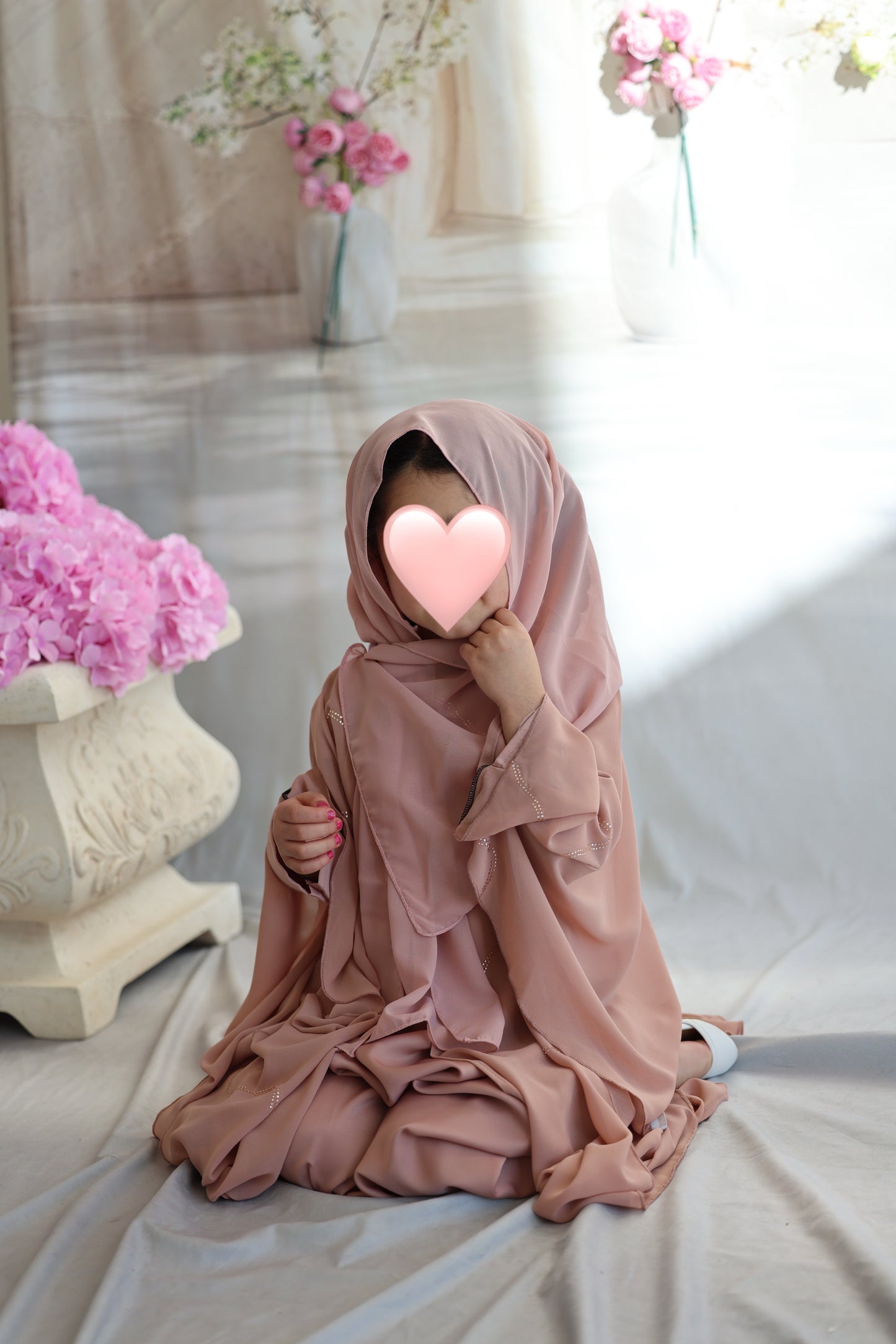 Kids Blush Pink Butterfly Abaya