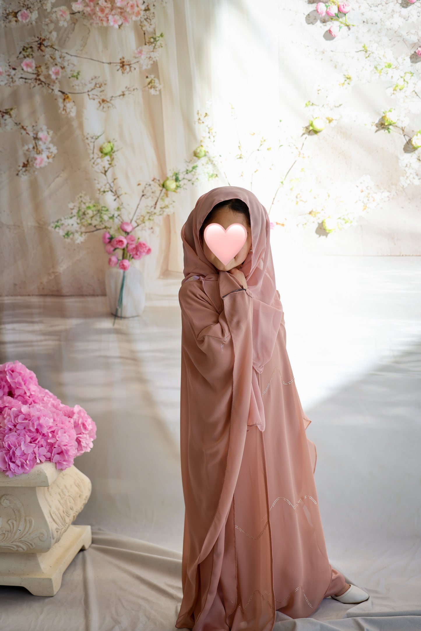 Kids Blush Pink Butterfly Abaya