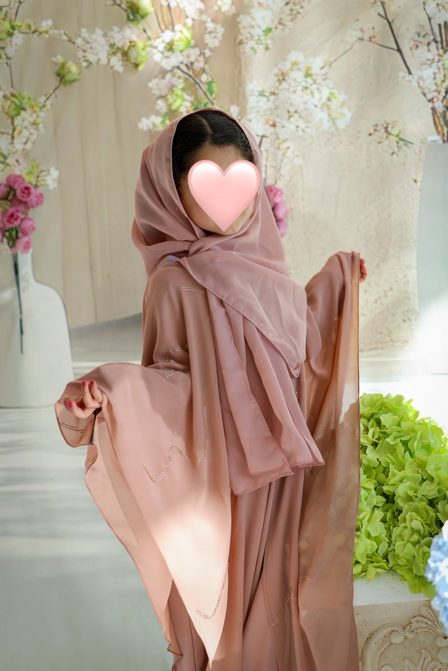 Kids Blush Pink Butterfly Abaya