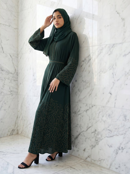 Emerald Luxe Stone Abaya