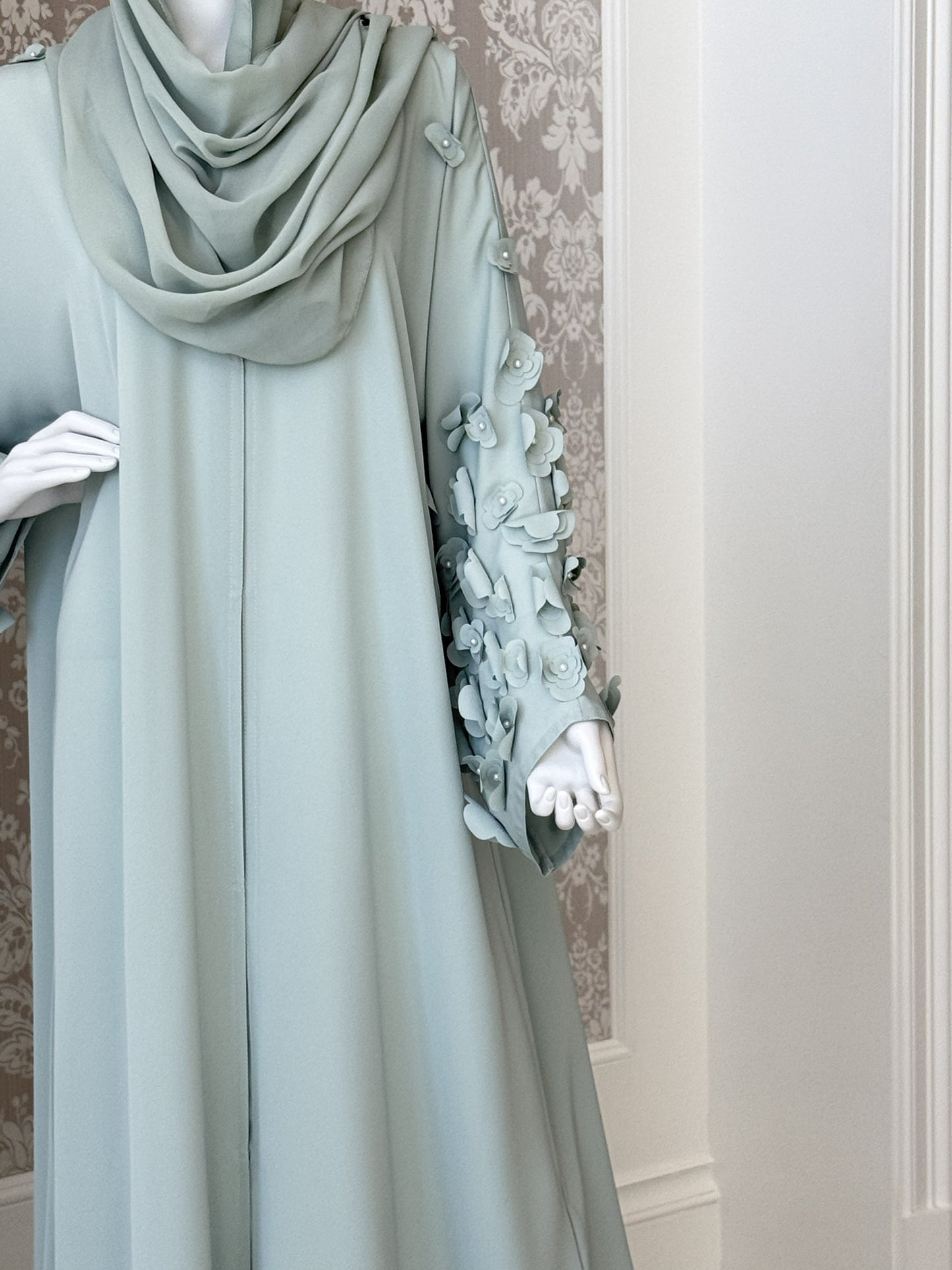 Aqua Bloom Abaya