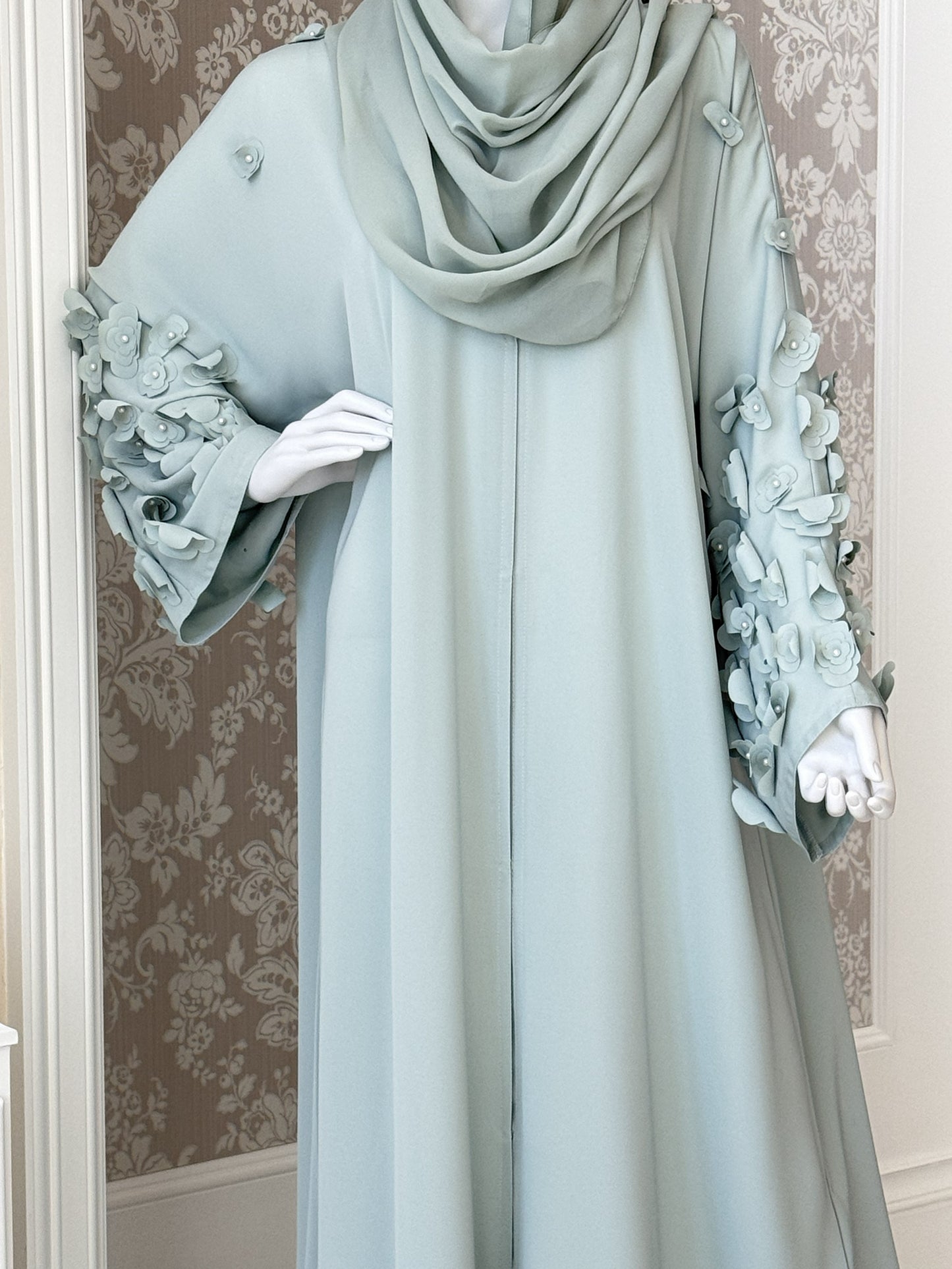 Aqua Bloom Abaya