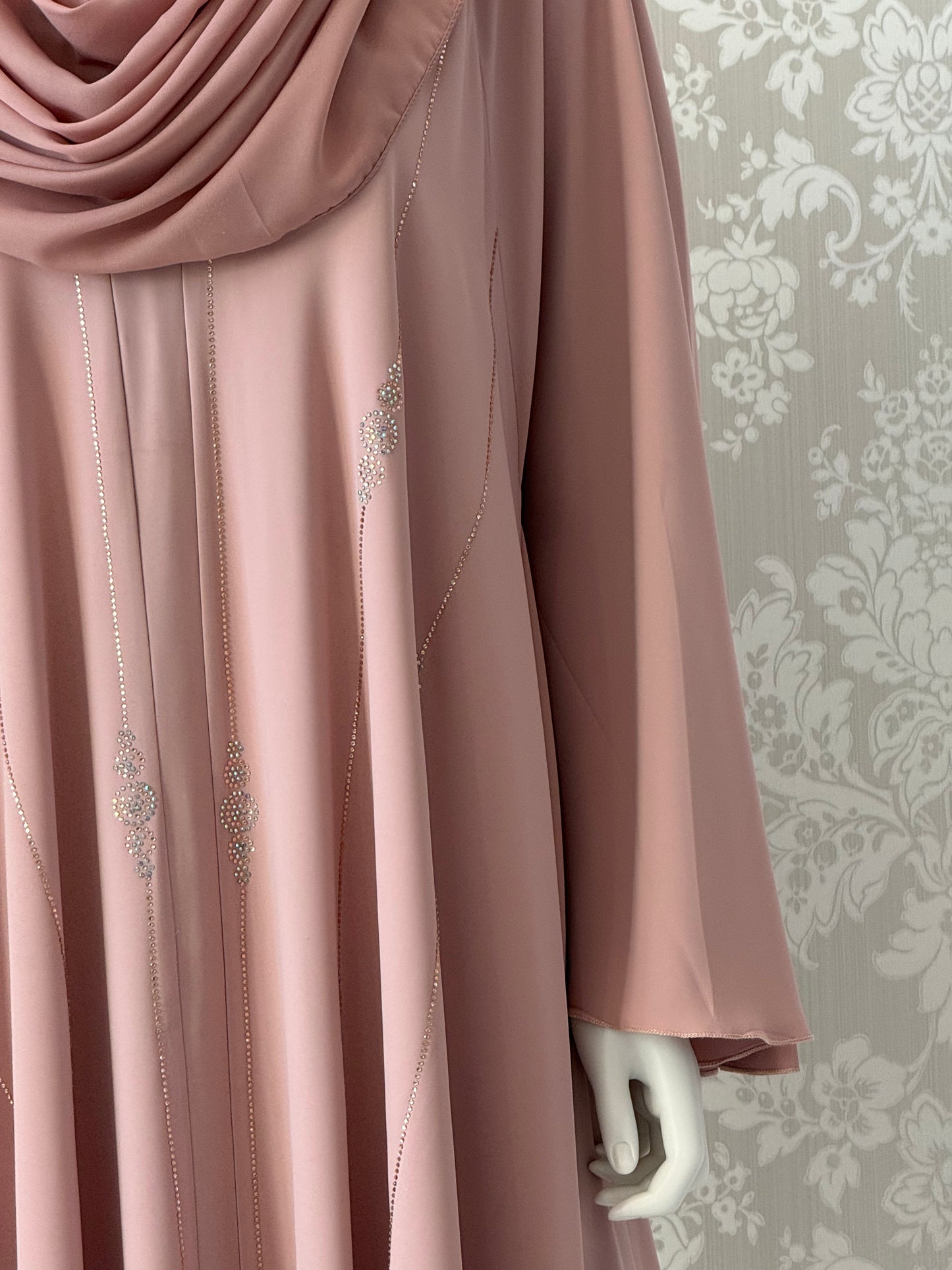 Amara Blush Abaya with stones