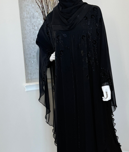 Noir Butterfly Chiffon Kaftan