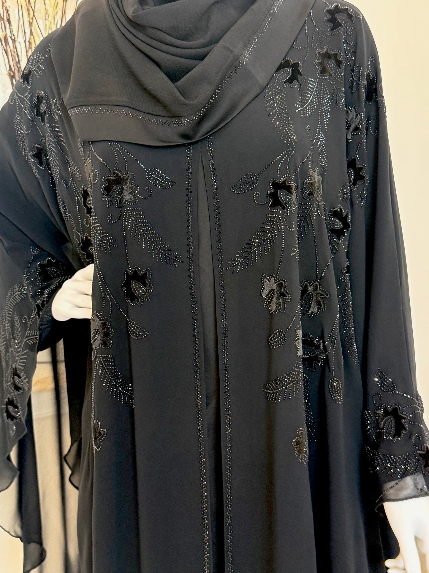 Noir Butterfly Chiffon Kaftan