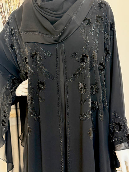 Noir Butterfly Chiffon Kaftan