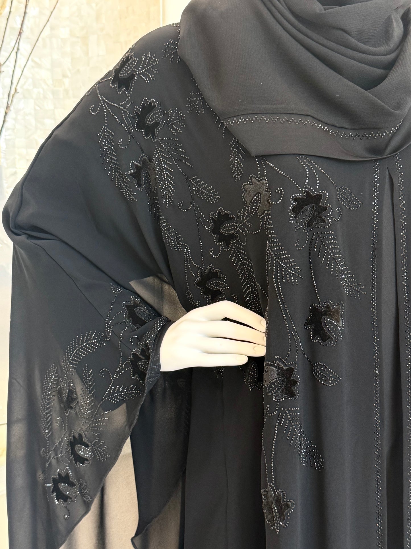 Noir Butterfly Chiffon Kaftan