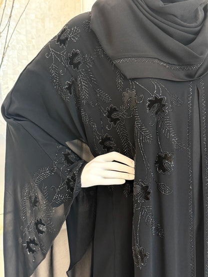 Noir Butterfly Chiffon Kaftan
