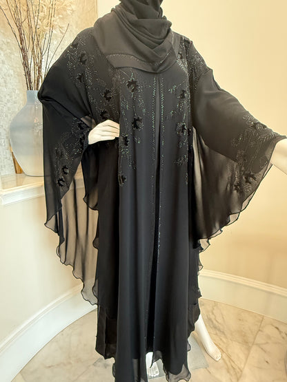 Noir Butterfly Chiffon Kaftan