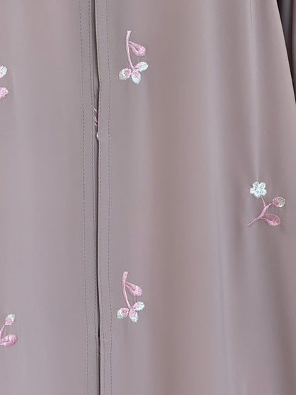 Desert Rose Embroidered Abaya – Dusty Mauve