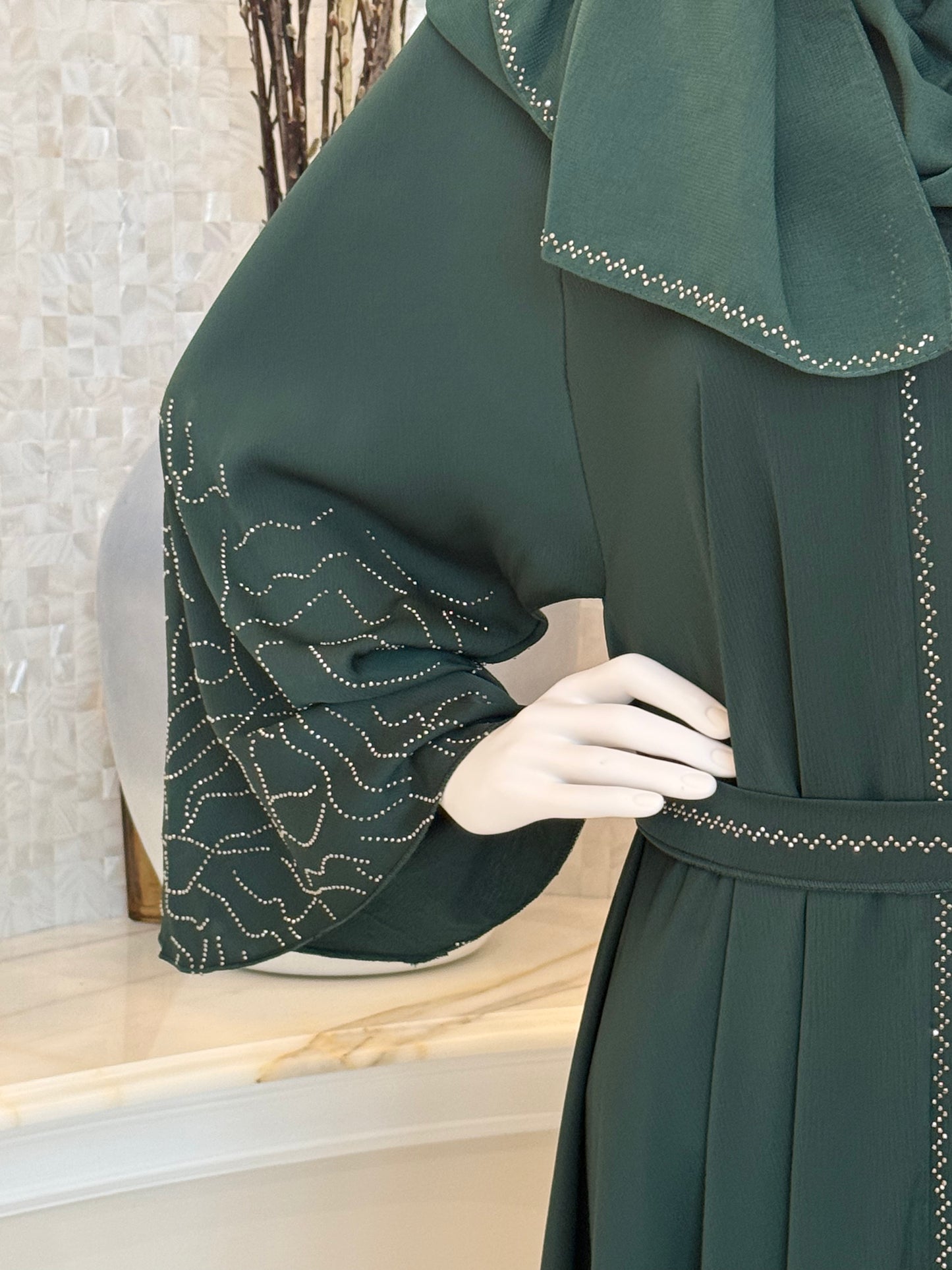 Emerald Luxe Stone Abaya