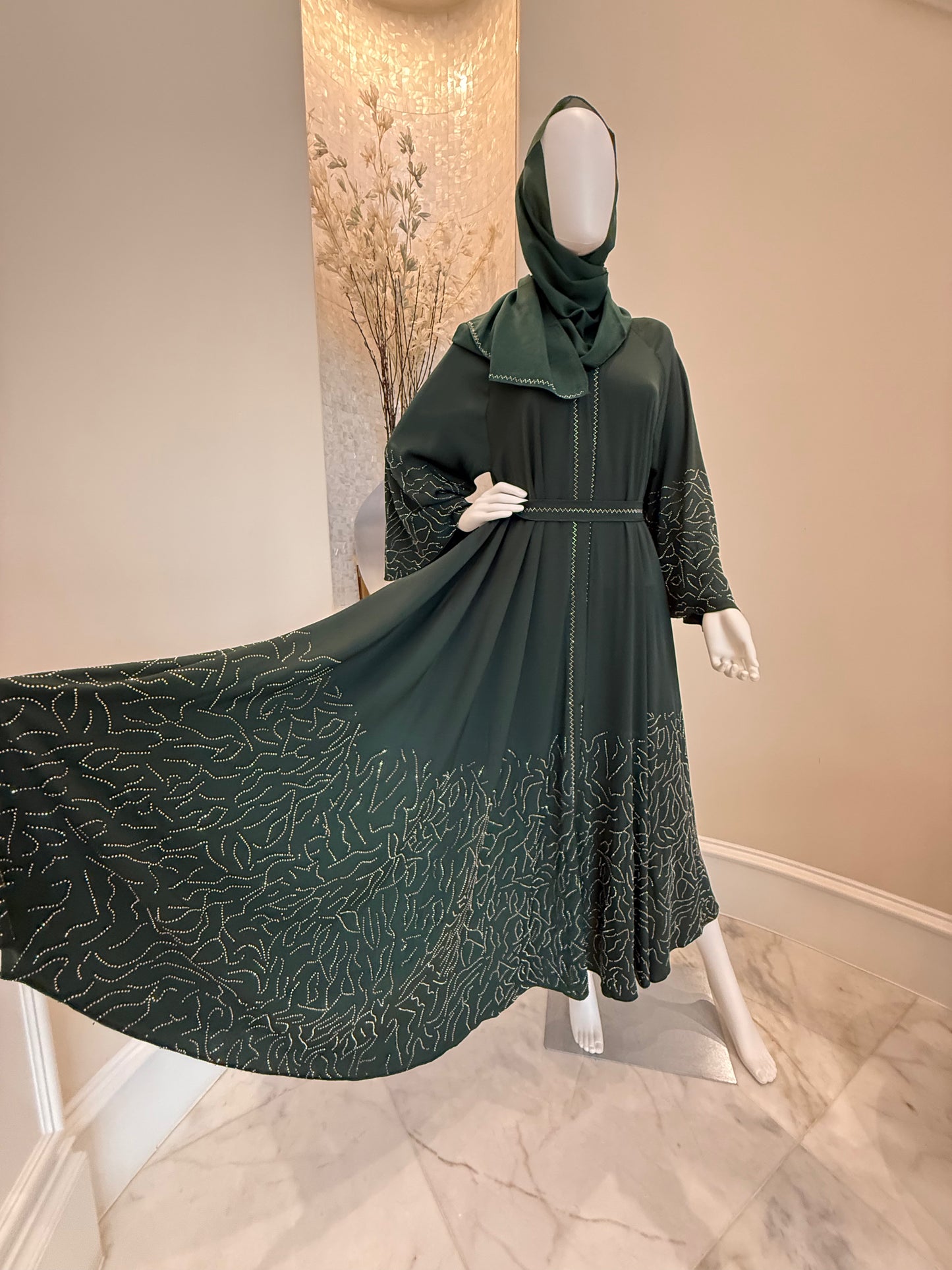 Emerald Luxe Stone Abaya
