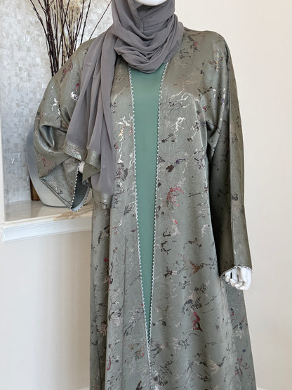 Sage Layered Luxe Abaya