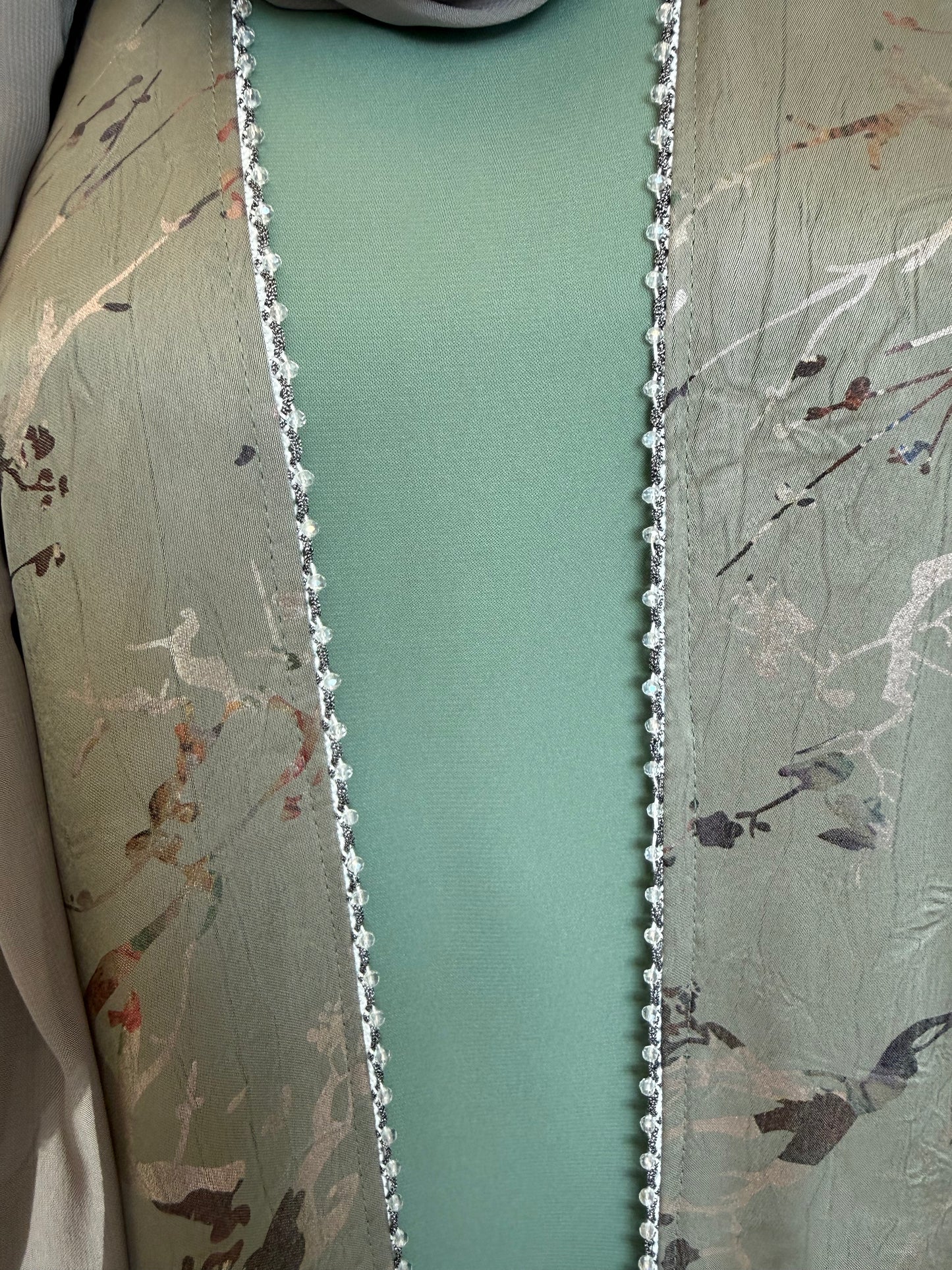 Sage Layered Luxe Abaya