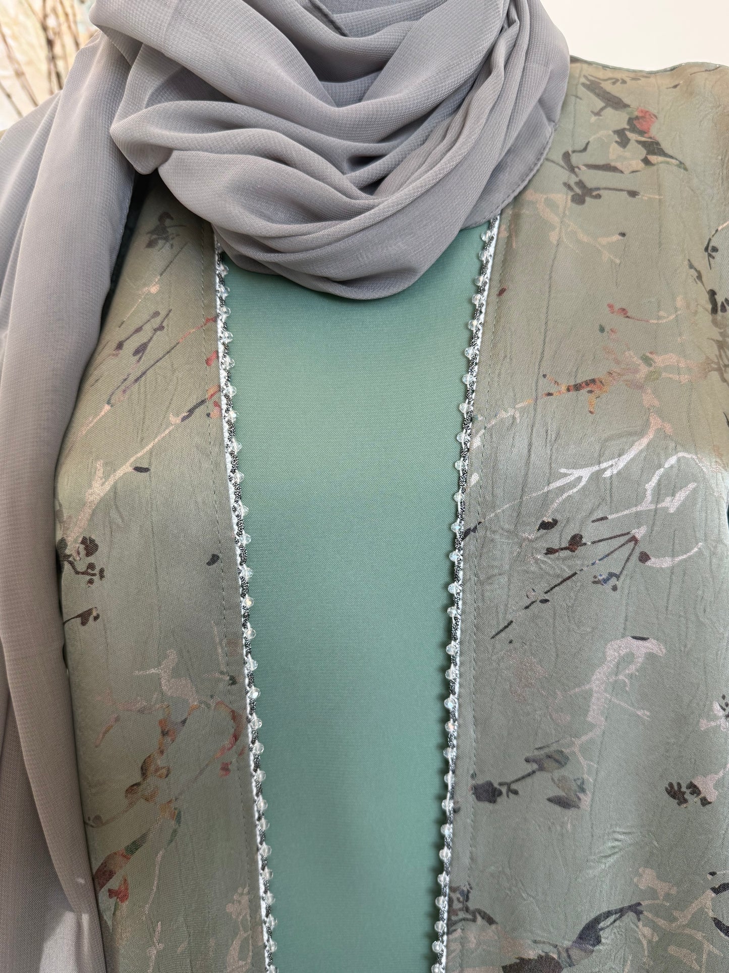 Sage Layered Luxe Abaya