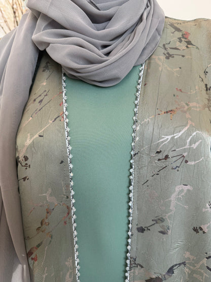 Sage Layered Luxe Abaya