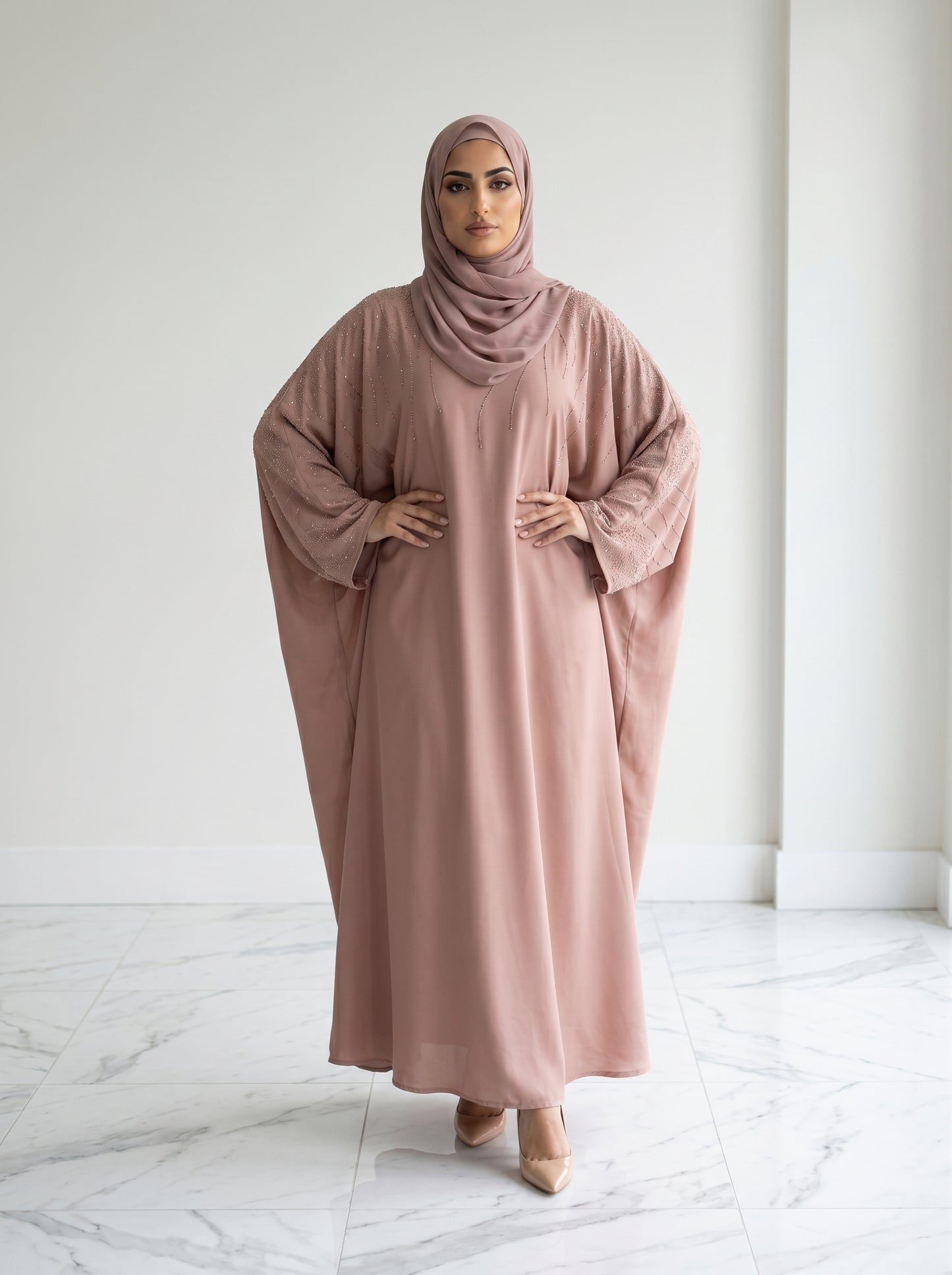 Dusty Rose Cape Abaya