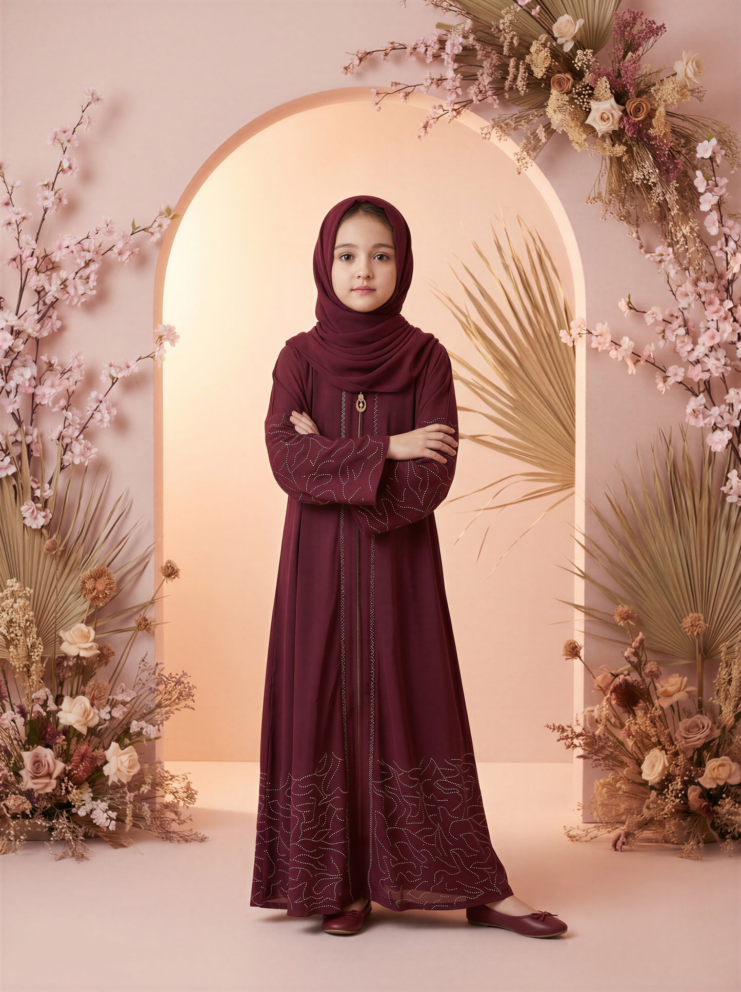 Ruby Dusk Stone Kids Abaya
