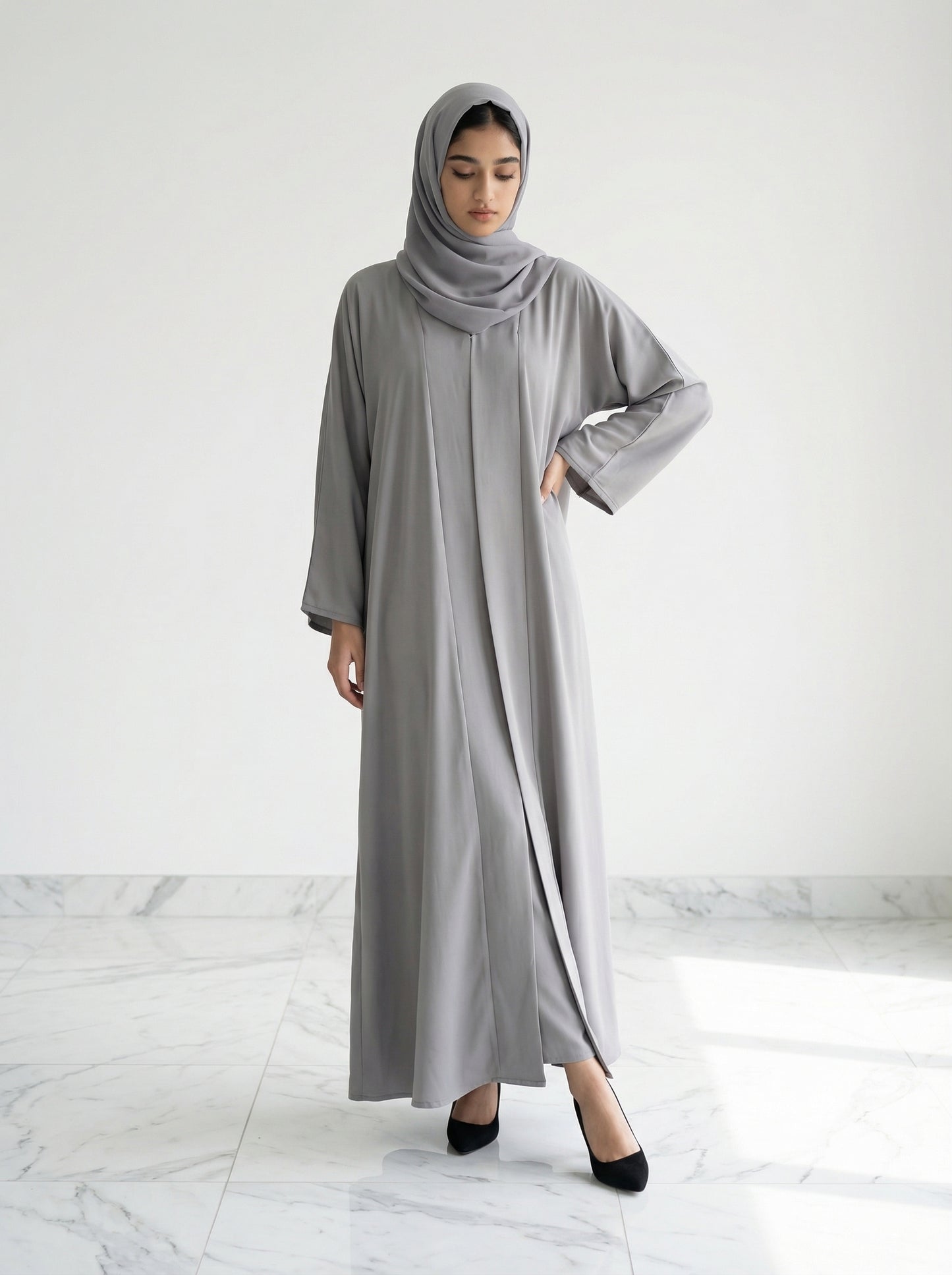 Smoky Grey Classic Flow Abaya