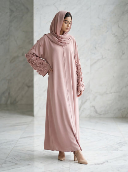 Royal Bloom Abaya – Dusty Rose