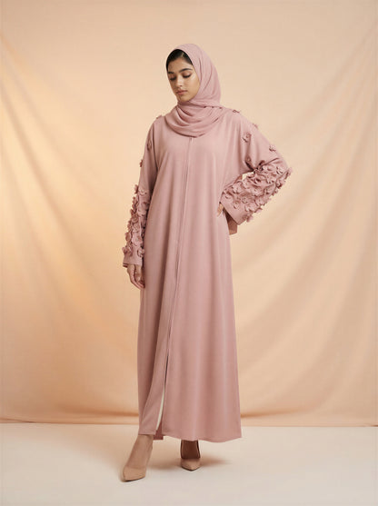 Royal Bloom Abaya – Dusty Rose