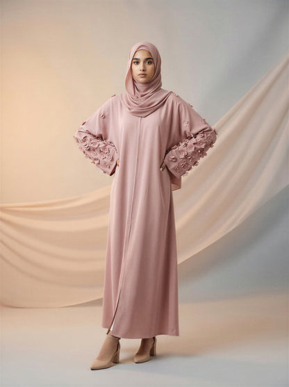 Royal Bloom Abaya – Dusty Rose
