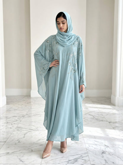 Aqua Bloom Butterfly Kaftan