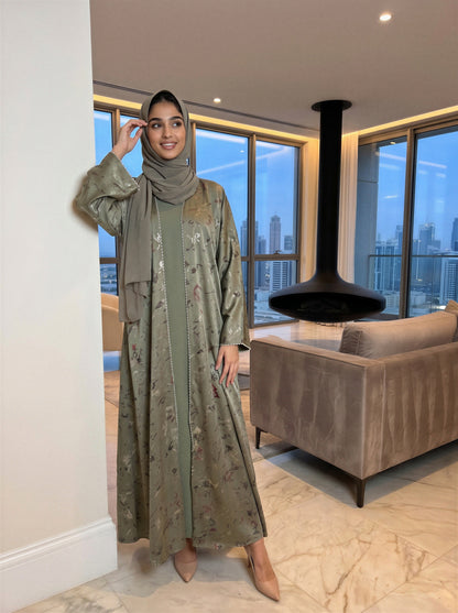 Sage Layered Luxe Abaya