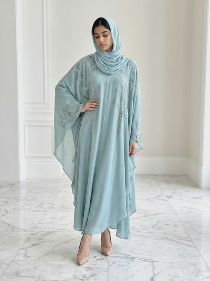 Aqua Bloom Butterfly Kaftan