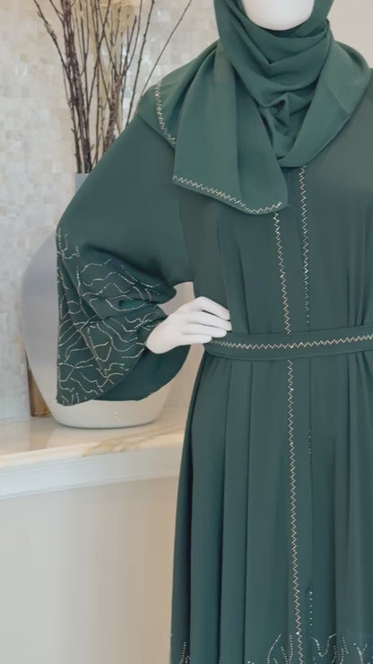 Emerald Luxe Stone Abaya