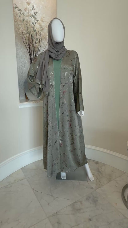 Sage Layered Luxe Abaya