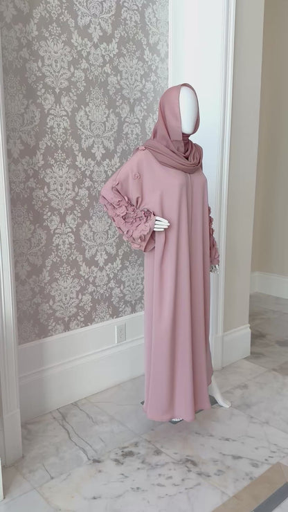 Royal Bloom Abaya – Dusty Rose